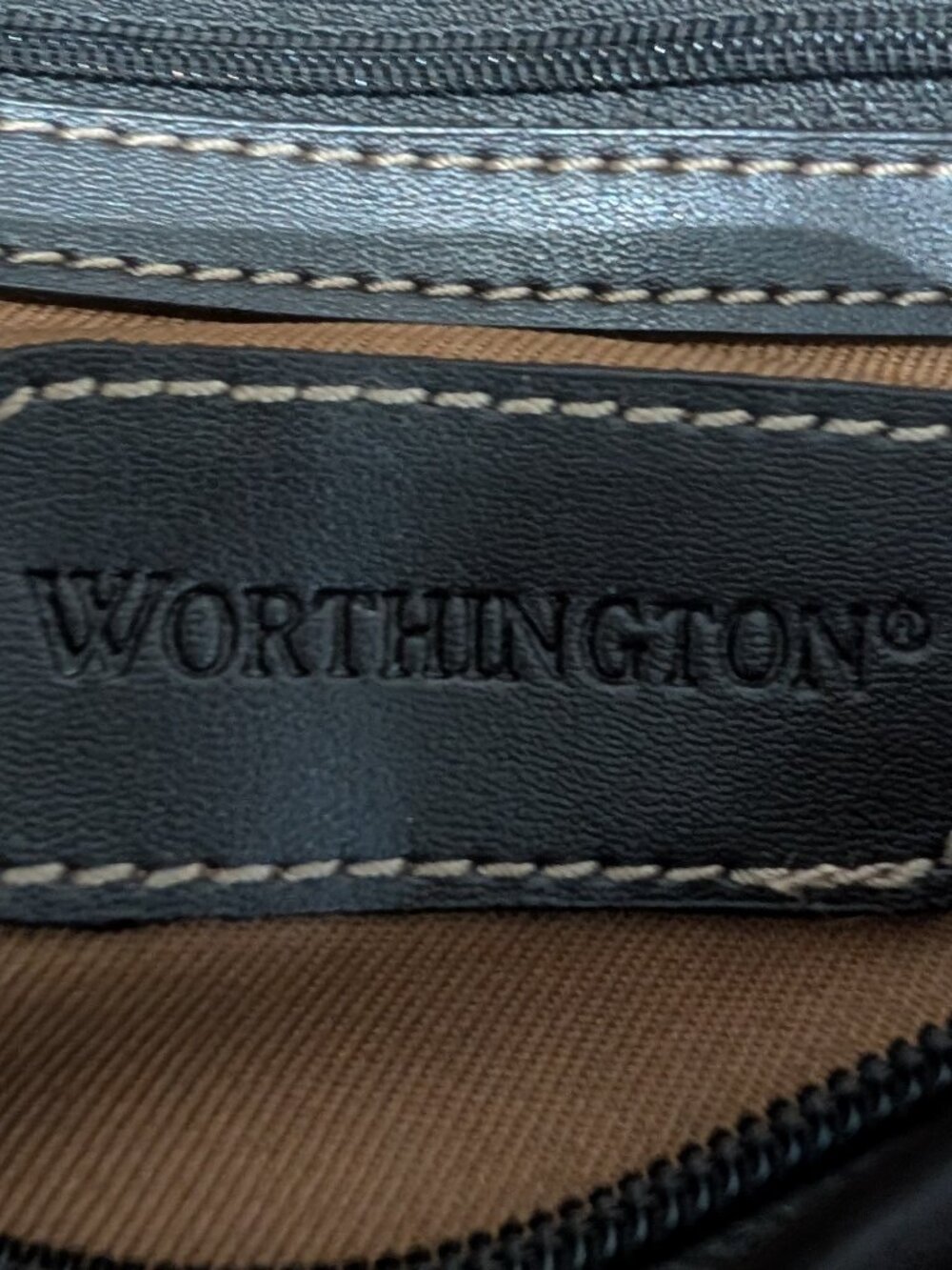 Worthington Green Cotton Woven Hobo Shoulder Bag with Brown Leather Accents - Picture 6 of 11